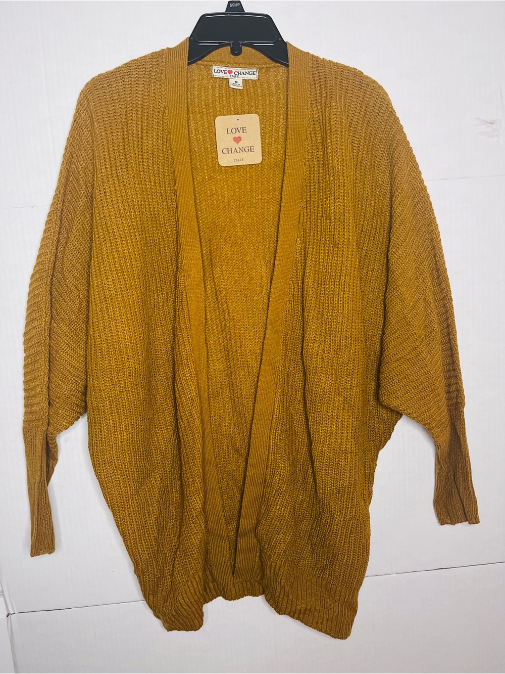 Mustard Open-Front Women's Cardigan Sweater Love Chance Size Medium